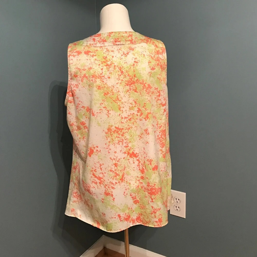 Pink and green splatter tank Anne Klein size large - Picture 3 of 6